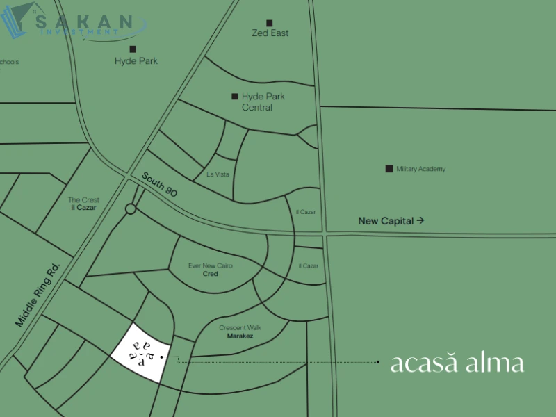مخطط موقع اكاسا الما التجمع السادس Acasa Alma